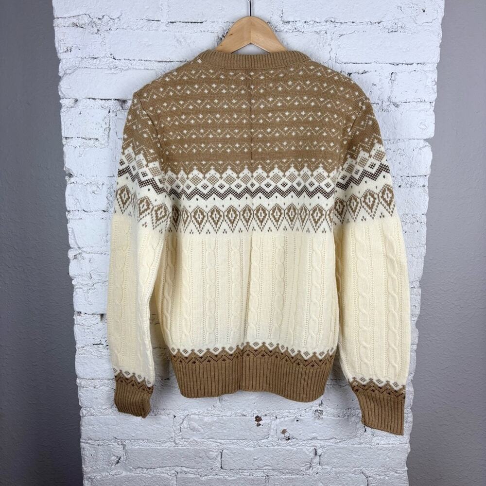 Jantzen Men's Tan and Cream Crewneck Sweater - Picture 5 of 7